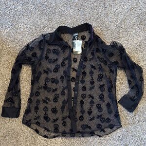 NWT Disney Villains Mesh Button Up Shirt - Size 2